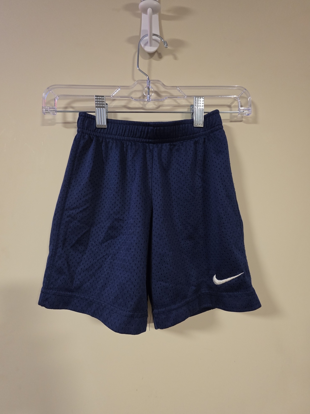 Nike Boys' Navy Athletic Mesh Shorts with White Swoosh